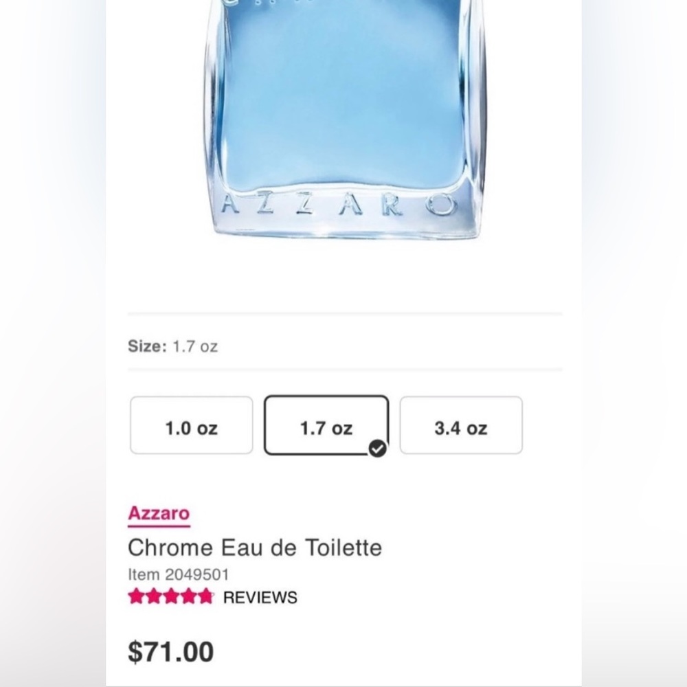 Chrome Azzaro Eau De Toilette Men’s Cologne NEW NET 1.7 oz - Picture 2 of 7